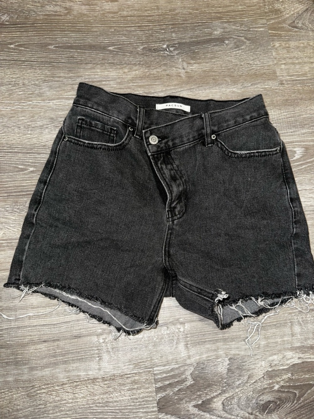 PacSun Black High-Rise Raw Hem Denim Shorts